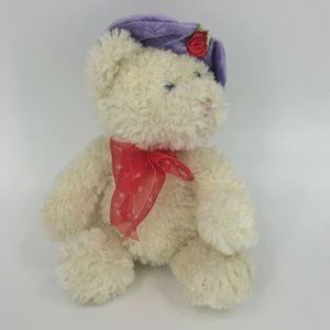 Chosun International 7" Plush cream Bear Red Bow Purple Hat Stuffed Animal Toy